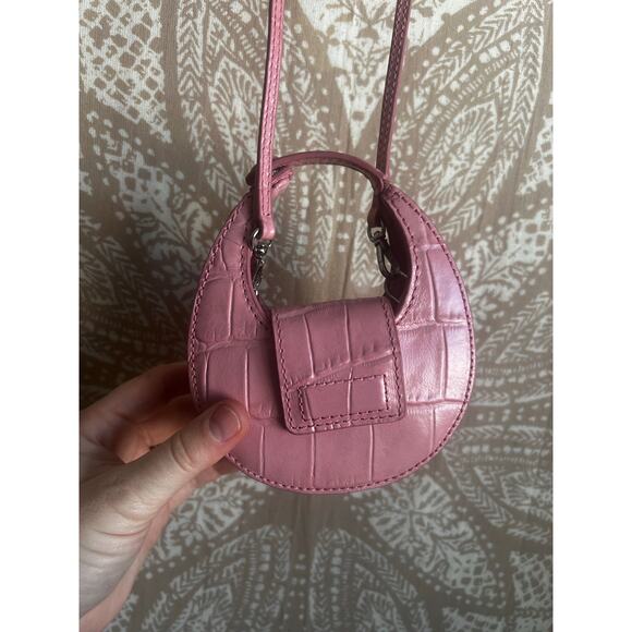 STAUD Handbags - Staud Micro Mini Pink Purse in Crocodile Texture